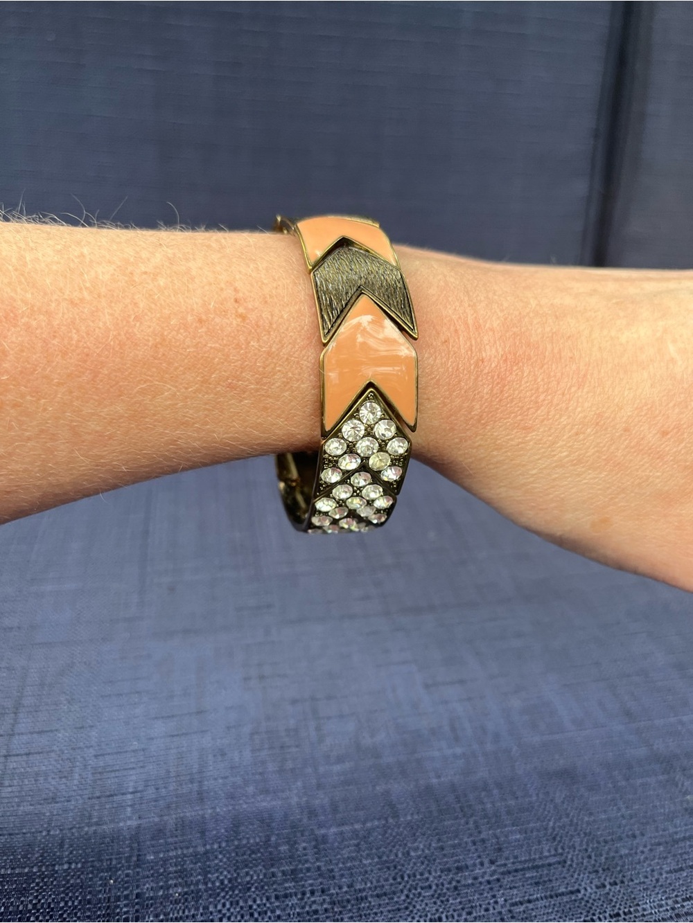Peach Chevron Crystal Stretch Bracelet - Women's Bracelet